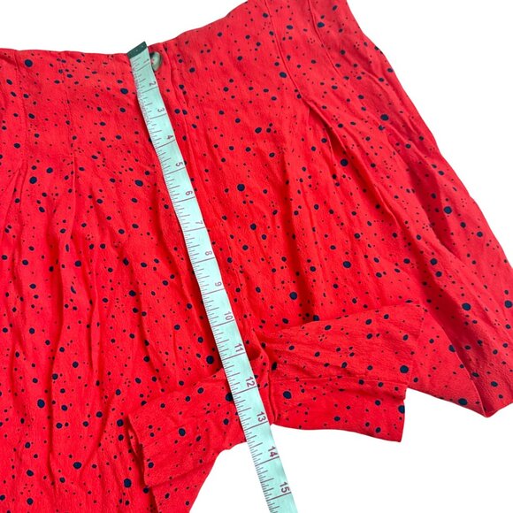 Zara Red Pleated Polka Dot High-Waisted Shorts size small zip button closure - Picture 5 of 10